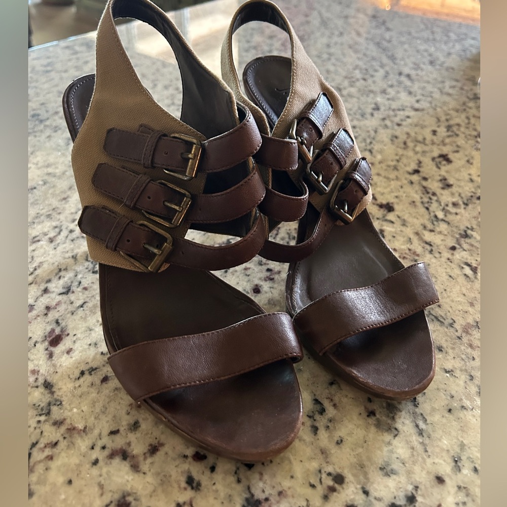Vintage J.Crew Wyatt Buckle Sandal Canvas and Leather